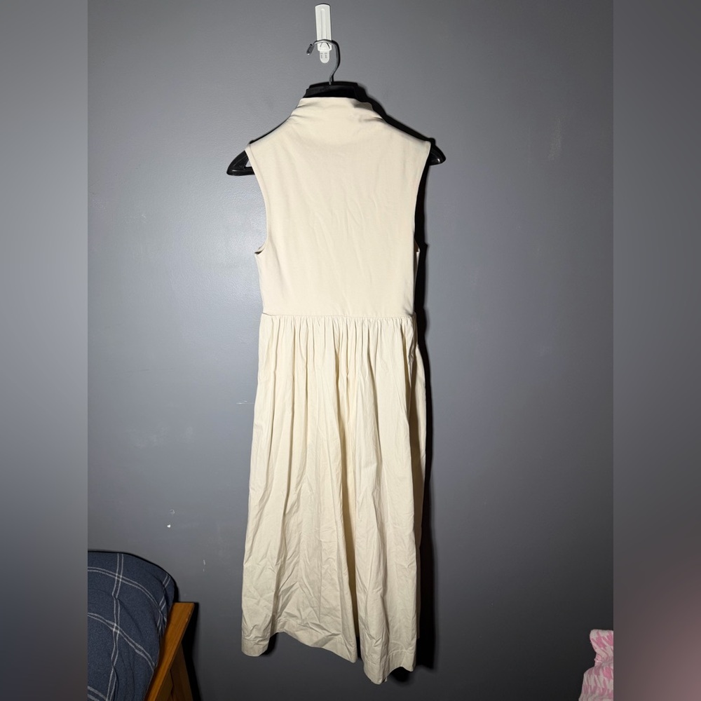 Fitted Knit Mock-Neck Dress with Poplin Skirt Size Small - Picture 3 of 6